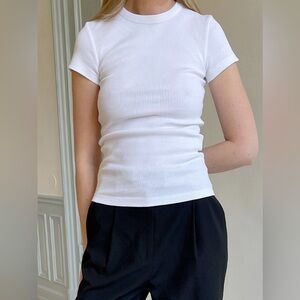 NEW Djerf Avenue Daily T-Shirt Ribbed White XS